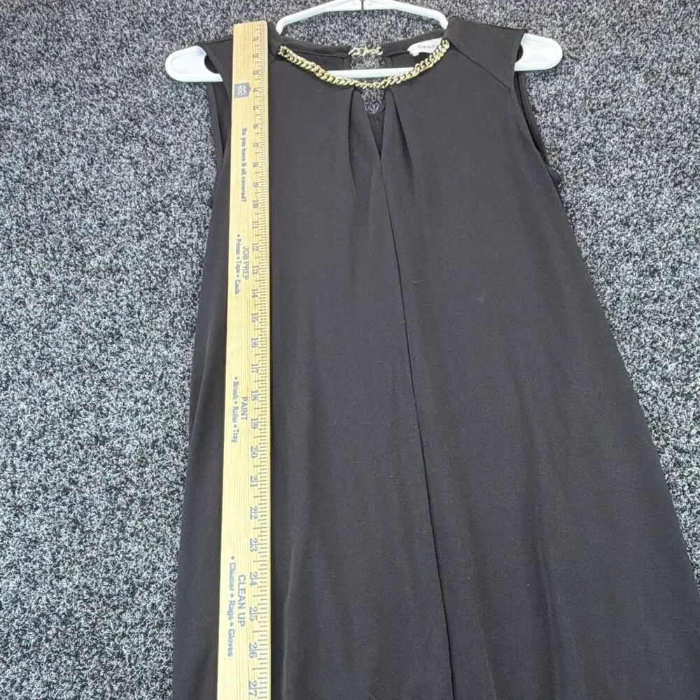 Calvin Klein Women's Black Knit V-Neck Sleeveless A-Line Chain Dress Size S